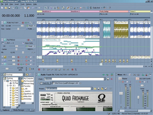 blank ACID Pro 6 has multitrack recording functionality.
